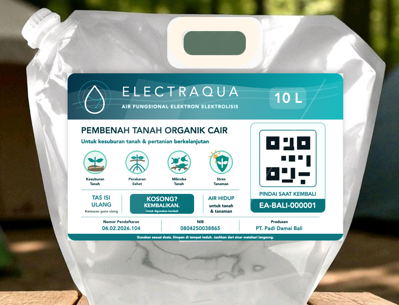 ELECTRAQUA 10L returnable bag mockup